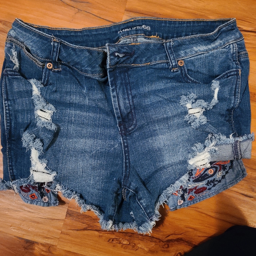 Mid rise jean shorts